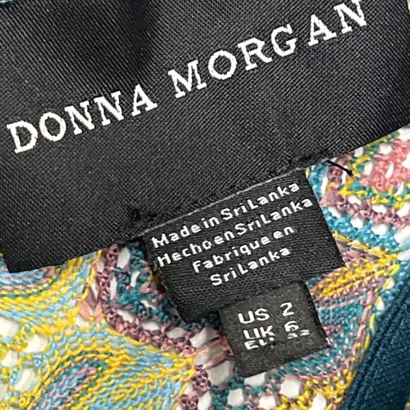 Donna Morgan Dress Womens 2 Crochet Open Knit Lined‎ Midi Boho Hippie Coastal - Picture 8 of 14